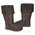 Ladies Leather Boots Made by Cowsuede Upper with Real Sheepskin Lining